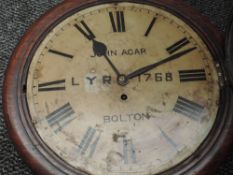 A Lancashire and Yorkshire Railway 12in mahogany cased English fusee railway clock having makers