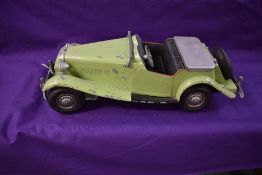 A 1950's Large Scale Kit Model of a MG TD in green made by Chas. WM. Doepke Manufacturing Co of