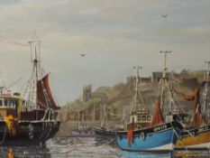 An oil painting, W H Stockman, Brixham harbour, signed, 50 x 90cm, framed