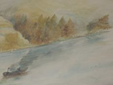 A watercolour, J Crosswell, Lake Scene, signed and dated 1913, 36 x 48cm, framed and glazed