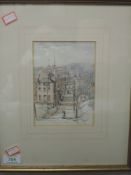 A watercolour, WRB, Fareham Castle, monogrammed, 16 x 12cm, framed and glazed