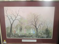 A print, after Helen Bradley, It was on an April evening, dated 1973, 39 x 57cm, framed and glazed