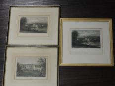 Three engravings, after Dayes and Cox, Furness Abbey, 19th century, each approx 14 x 16cm, framed