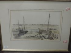 A watercolour, harbour scene, 23 x 36cm, framed and glazed