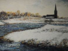 An oil painting on board, Maggie Taylor, The Blue Lagoon Belmont, signed and attributed verso, 29