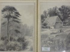 A pair of watercolours, J Hodgson, country landscapes, signed, each, 22 x 15cm, framed and glazed