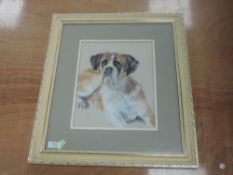 A pastel sketch, E H Borrell, St Bernard dog, signed and dated (19)80, 28 x 22cm, framed and glazed