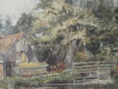 A watercolour, Sussex mill house, 25 x 36cm, framed and glazed