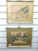 A pair of watercolours, M Barnes, coast and country landscapes, signed and dated 1932, 20 x 27cm,