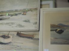 Two watercolours, Jason Partner, Blakeney from the coast, signed and dated (19)67, and attributed