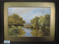 A watercolour Thomas Payne, woodland river, signed and dated 1910, 18 x 25cm, framed and glazed