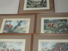 A set of five prints after Howitt, reproduction hunting interest, 16 x 20cm, framed and glazed