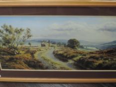 A print, after Rex N Preston, country landscape, 40 x 80cm, framed and glazed