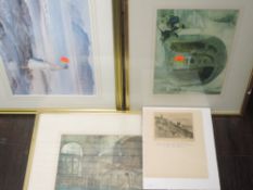 A pair of prints after W Russell Flint, cloisters, 23 x 33cm, framed and glazed, a similar print