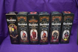 Six Glenfiddich Clans of Scotland Tins, all empty