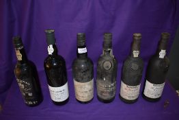 Six of assorted bottles of Port, Taylors 20 Year Old Port, Rich Tawny, Taylors 10 Year old Port,