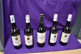 Four bottles Amontillado Sherry Valdespino and a bottle of Classic Old Medium Amontillado Sherry