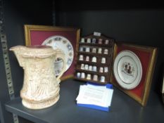 A mixed lot containing a collection of thimbles in display stand 'thimbles of the worlds greatest