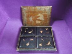 A Japanese lacquer jewellery box well detailed with imagery of insects and turtle mythology