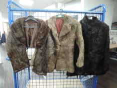 Two vintage fur coats and a stole,various colours and sizes.