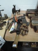 A selection of wood working and similar hand tools including Hedghog hedging knife and Spear and