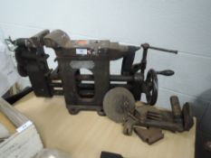 A vintage engineers or machinist Stewart Handy Worker adjustable anvil vice and multi tool work