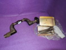 An antique cabinet makers bit and brace drill set by Marples the Ultimatum framed brace. Having