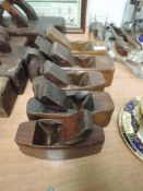 A selection of woodworkers beech wood block planes including smoothing and boat plane by W Dixon