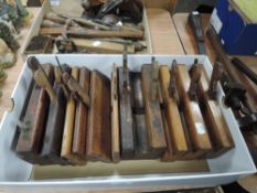 A selection of antique wood workers and cabinet makers moulding and shaping beech wood planes