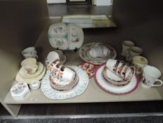 A selection of ceramics including tea cup and saucer sets also Midwinter snack dish