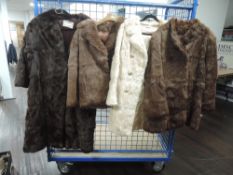 An assortment of mixed vintage fur coats,including one having a Lancaster label, various colours and