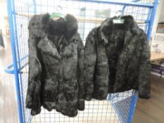 Two vintage dyed fur coats in black, soft and supple, medium sizes.