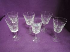 Six Waterford wine glasses or glasses.