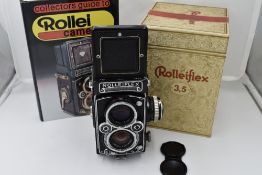 A Franke & Heidecke Rolleiflex 3,5E Type 1 reflex camera. No1780414 with Carl Zeiss Planer 1:3,5