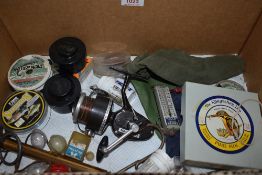 A selection of fishing tackle including Mitchell 810 reel.