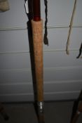 A large 14ft three peice salmon rod unmarked with sleeve