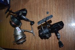 Three vintage spinning reels Garcia Mitchell Omnia and Intrepid.