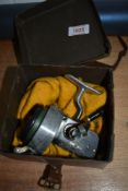 A Hardy Altex spinning reel no 3 mar IIII in leather box.