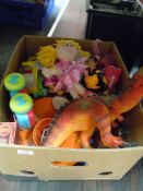 A selection of childrens toys and games including Matchbox and Dinosour