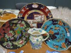 A selection of hand decorated Masons Iron Stone plates and jug