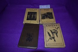 Four vintage books on coffee,tea,sugar and cocoa.