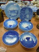 A selection of Royal Copenhagen ceramic display plates including Olympic and Space interest