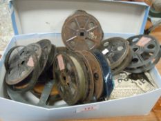 A selection early celluloid film reels including an ariel view over New York and local Langdale
