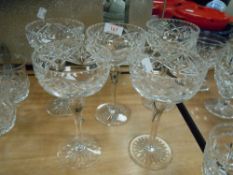 A selection of clear cut crystal tall hock glasses in fine condition
