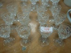A selection of clear cut and crystal glass liqueur glasses in the Victoria design by Stuart glass