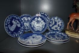 Nine Royal Copenhagen Mothers day plates.