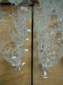 A selection of clear cut and crystal glass champagne glasses in the Victoria design by Stuart glass