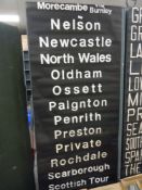 A vintage transport related destination roller blind for train tram or bus with national interest
