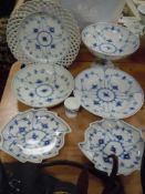 A selection of Royal Copenhagen ceramics in the Blue fluted design including tazza incised ribbon