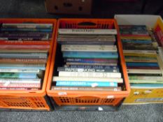 A selection of hard back text and reference books three boxes including walking and gardening